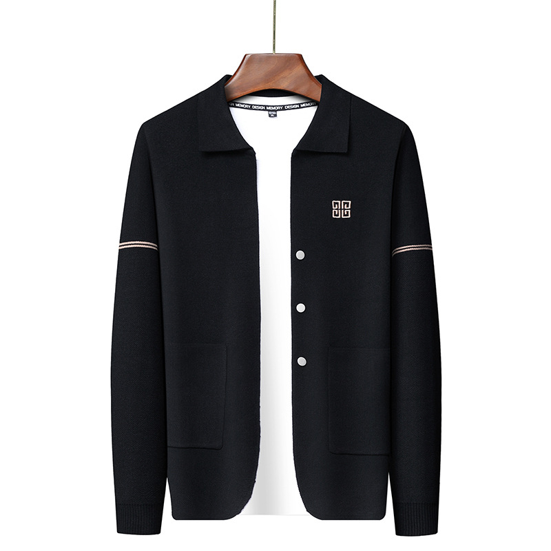 Cardigan tricotat pentru bărbați, îmbrăcăminte exterioară, la modă, simplu, brodat, versatil, pulover, jachetă, primăvară și toamnă, casual, frumos, pulover, top