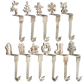 2023 Novi e-trgovina božićna kuka za kamin metalna kuka za čarape torba kuka u obliku pahuljice ukrasni privjesak na zalihi