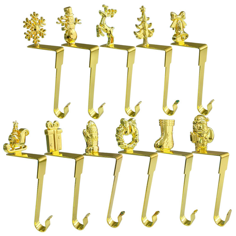 2023 Novi e-trgovina božićna kuka za kamin metalna kuka za čarape torba kuka u obliku pahuljice ukrasni privjesak na zalihi