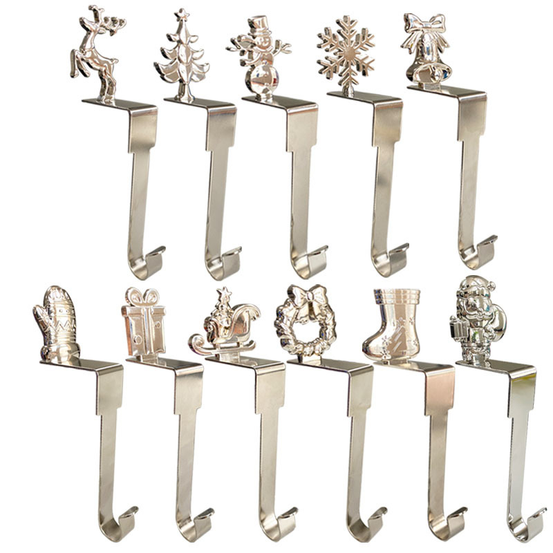 2023 Novi e-trgovina božićna kuka za kamin metalna kuka za čarape torba kuka u obliku pahuljice ukrasni privjesak na zalihi