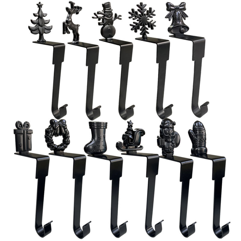 2023 Novi e-trgovina božićna kuka za kamin metalna kuka za čarape torba kuka u obliku pahuljice ukrasni privjesak na zalihi