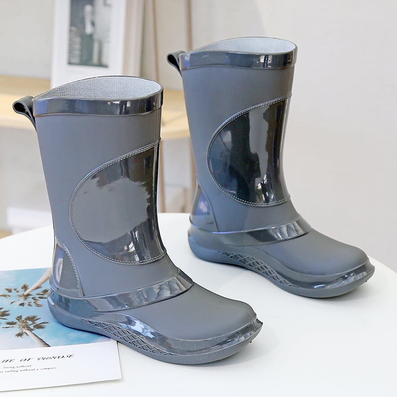Guminiai batai, moteriški madingi lauko batai, nauji vakarietiško stiliaus vandeniui atsparūs guminiai batai, neslystantys, aukšti vandens batai, statybvietės darbo apsaugos guminiai batai