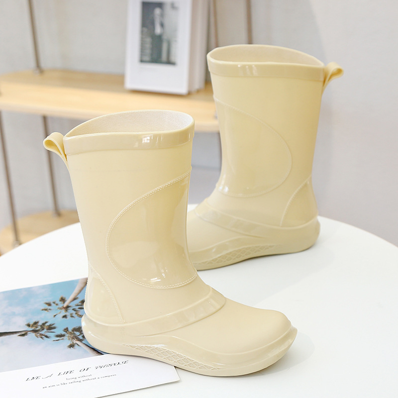 Guminiai batai, moteriški madingi lauko batai, nauji vakarietiško stiliaus vandeniui atsparūs guminiai batai, neslystantys, aukšti vandens batai, statybvietės darbo apsaugos guminiai batai