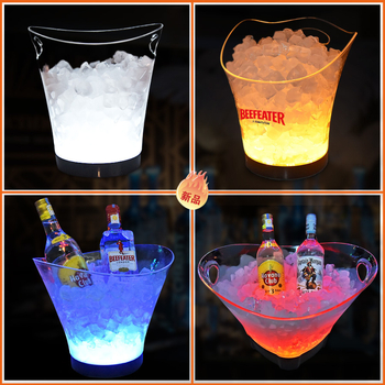 Tiesioginis gamyklinis pardavimas Šviečiantis ledo kibirėlis su reklaminiu plastikiniu šviečiančiu ledo kibirėliu KTV spalvingas LED ledo kibirėlis