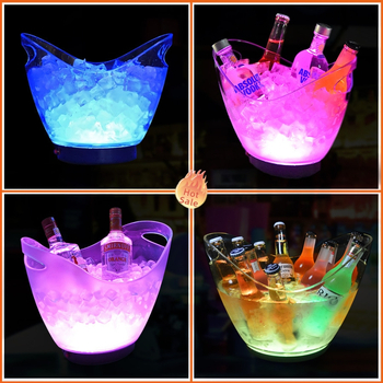 Tiesioginis gamyklinis pardavimas Šviečiantis ledo kibirėlis su reklaminiu plastikiniu šviečiančiu ledo kibirėliu KTV spalvingas LED ledo kibirėlis