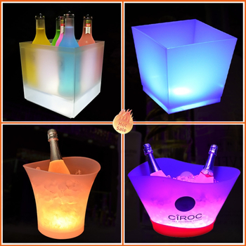 Tiesioginis gamyklinis pardavimas Šviečiantis ledo kibirėlis su reklaminiu plastikiniu šviečiančiu ledo kibirėliu KTV spalvingas LED ledo kibirėlis
