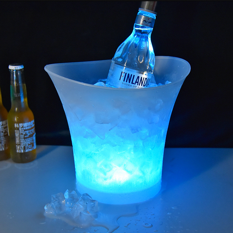 Tiesioginis gamyklinis pardavimas Šviečiantis ledo kibirėlis su reklaminiu plastikiniu šviečiančiu ledo kibirėliu KTV spalvingas LED ledo kibirėlis