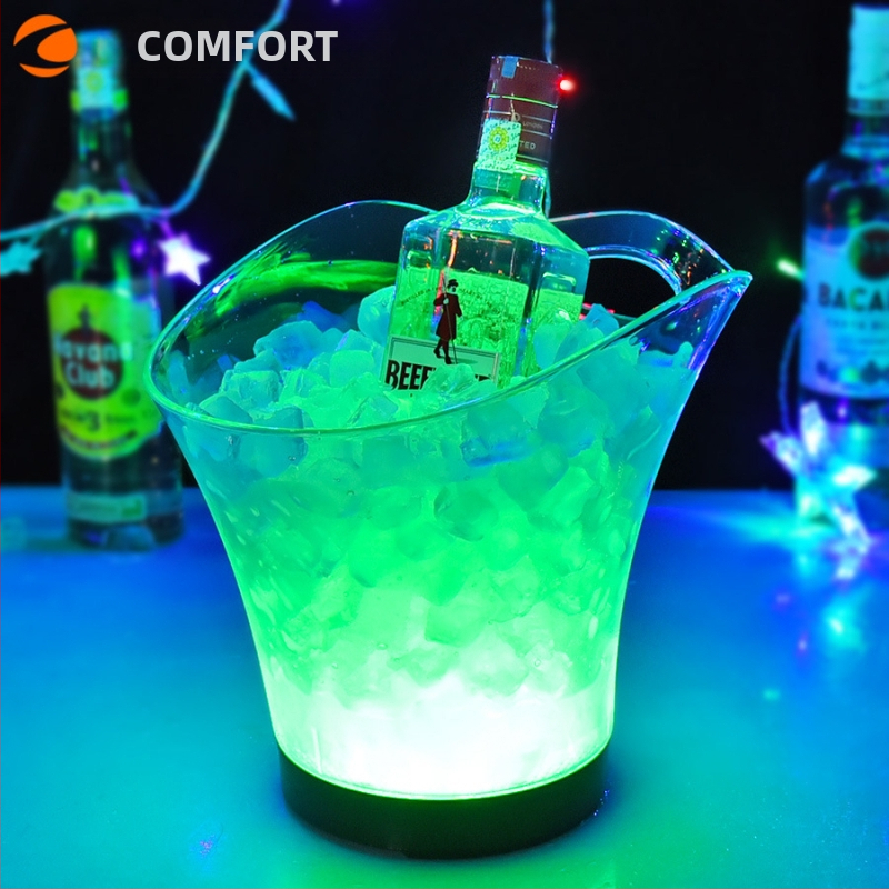 Tiesioginis gamyklinis pardavimas Šviečiantis ledo kibirėlis su reklaminiu plastikiniu šviečiančiu ledo kibirėliu KTV spalvingas LED ledo kibirėlis