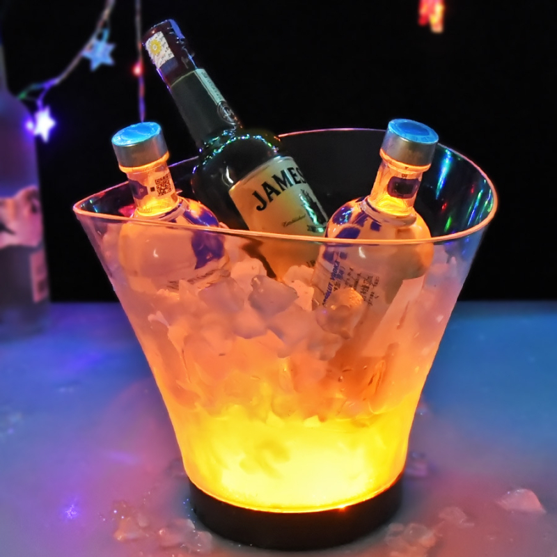 Tiesioginis gamyklinis pardavimas Šviečiantis ledo kibirėlis su reklaminiu plastikiniu šviečiančiu ledo kibirėliu KTV spalvingas LED ledo kibirėlis