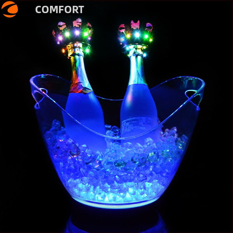 Tiesioginis gamyklinis pardavimas Šviečiantis ledo kibirėlis su reklaminiu plastikiniu šviečiančiu ledo kibirėliu KTV spalvingas LED ledo kibirėlis