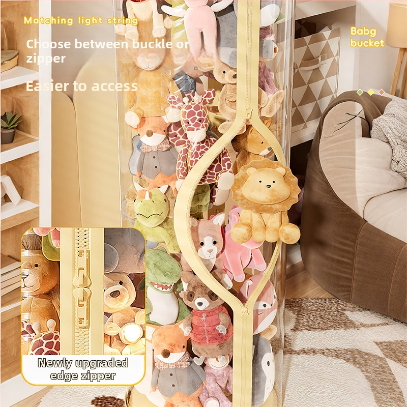 Плюшена играчка за кукла с кофа за съхранение с голям капацитет, кукла с цип, прозрачна, за домакинско съхранение, артефакт с висока стойност