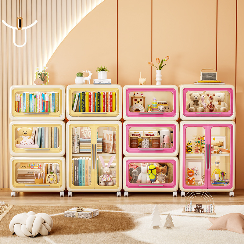 Majapidamises kasutatavate koomiksitega laste mänguasjade hoiukapi kapp, raamatute hoiuriiul, suure mahutavusega plastist multifunktsionaalne hoiukapp