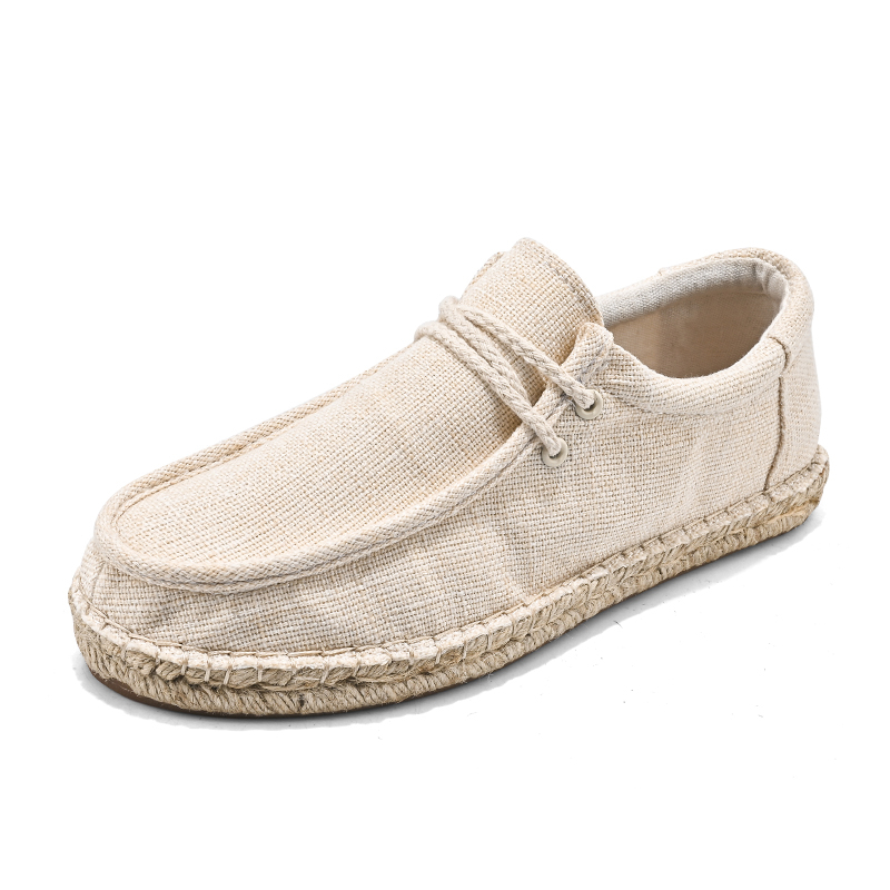 Vīriešu elpojoši, bez smirdīgām pēdām paredzēti salmu zvejnieka apavi, 2014. gada vasaras jaunā ierašanās, lina vīriešu ikdienas audekla apavi, vintage auduma apavi