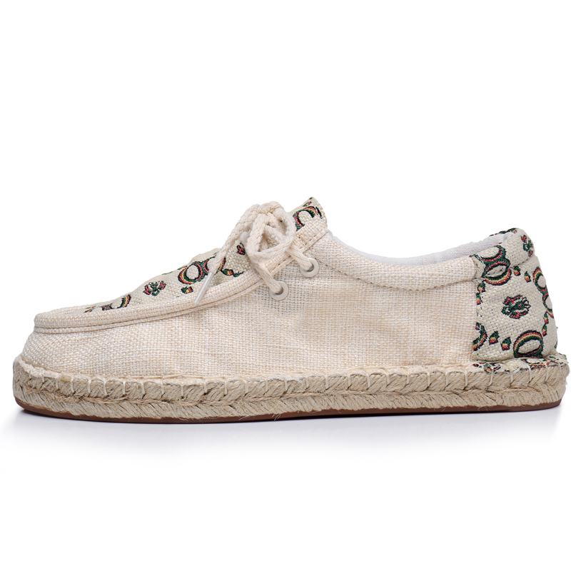 Vīriešu elpojoši, bez smirdīgām pēdām paredzēti salmu zvejnieka apavi, 2014. gada vasaras jaunā ierašanās, lina vīriešu ikdienas audekla apavi, vintage auduma apavi