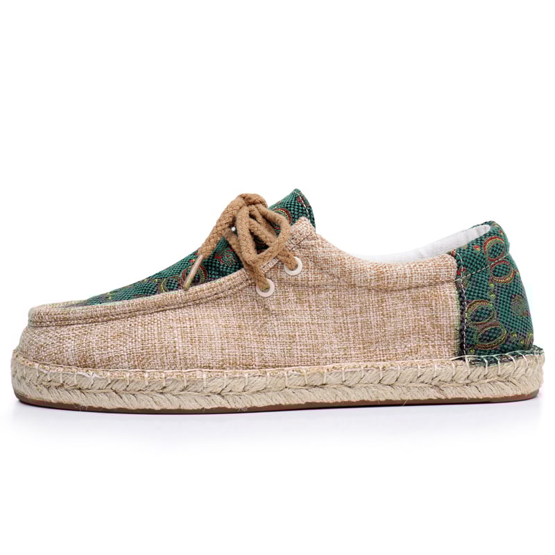 Vīriešu elpojoši, bez smirdīgām pēdām paredzēti salmu zvejnieka apavi, 2014. gada vasaras jaunā ierašanās, lina vīriešu ikdienas audekla apavi, vintage auduma apavi