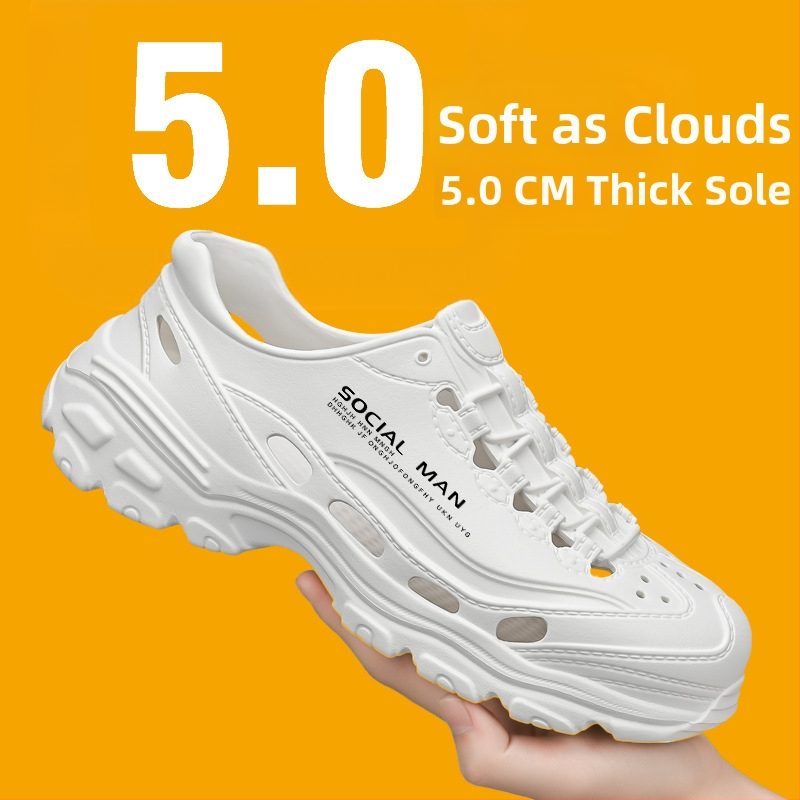 Летни сабо с мека подметка за през границата, леки обувки за родители и деца, ежедневни плажни обувки, сандали с усещане за акане, мъжки обувки с дебела подметка