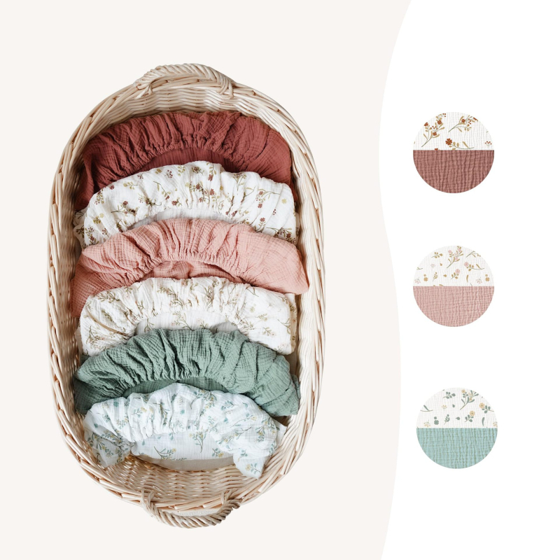 „Amazon“ raukšlėta medvilninė kepurė, vienspalvė lovelės kepurė, dviguba medvilninė minkšta, kvėpuojanti, trijų dalių paklodė