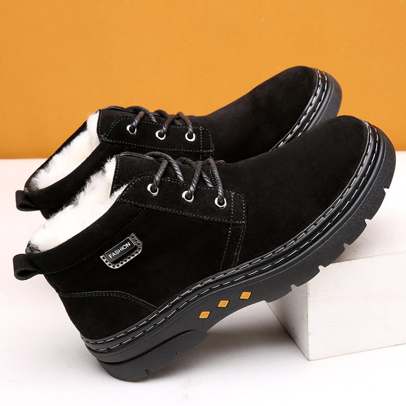 Šiaurės rytų sniego batai, vyriški, vientisi, žieminiai, sustorinti vilnoniai medvilniniai batai, atsparūs šalčiui, odiniai, laisvalaikio medvilniniai batai, neslystantys aulinukai iki kulkšnių.