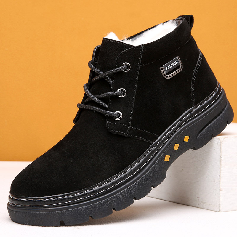 Šiaurės rytų sniego batai, vyriški, vientisi, žieminiai, sustorinti vilnoniai medvilniniai batai, atsparūs šalčiui, odiniai, laisvalaikio medvilniniai batai, neslystantys aulinukai iki kulkšnių.