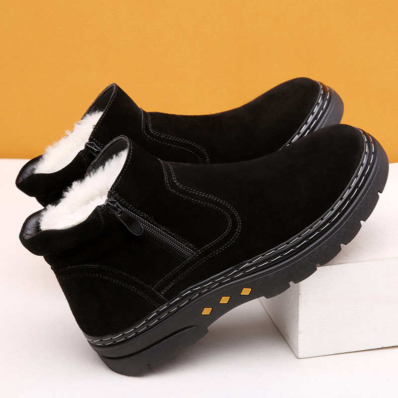 Šiaurės rytų sniego batai, vyriški, vientisi, žieminiai, sustorinti vilnoniai medvilniniai batai, atsparūs šalčiui, odiniai, laisvalaikio medvilniniai batai, neslystantys aulinukai iki kulkšnių.