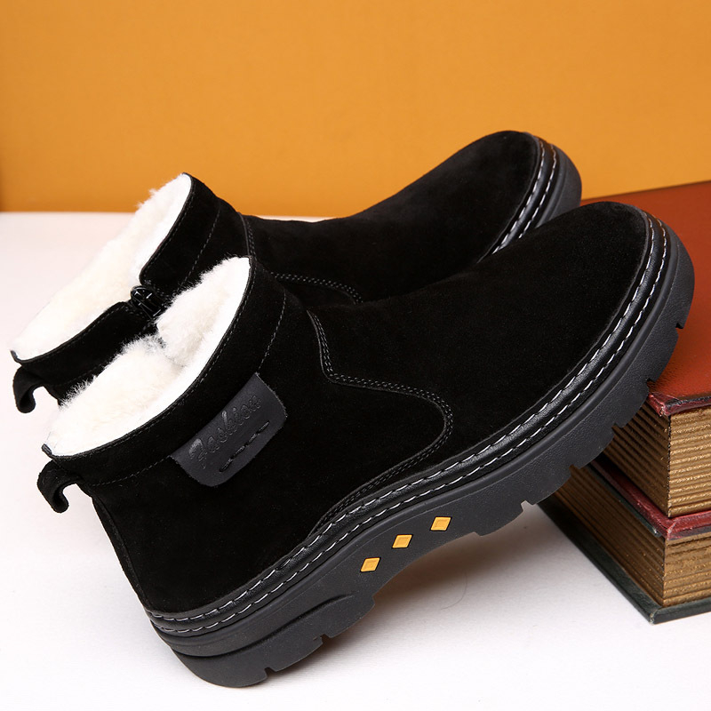 Šiaurės rytų sniego batai, vyriški, vientisi, žieminiai, sustorinti vilnoniai medvilniniai batai, atsparūs šalčiui, odiniai, laisvalaikio medvilniniai batai, neslystantys aulinukai iki kulkšnių.