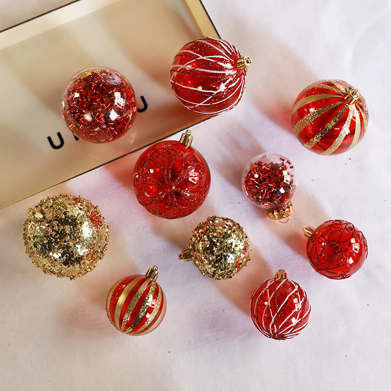 [Išskirtinė kruopščiai atrinkta] Šventinės dekoracijos Kalėdiniai kamuoliukai Kalėdų eglutės pakabukai Dovanų dėžutė Žolės šilko skaidrūs dažyti kamuoliukai