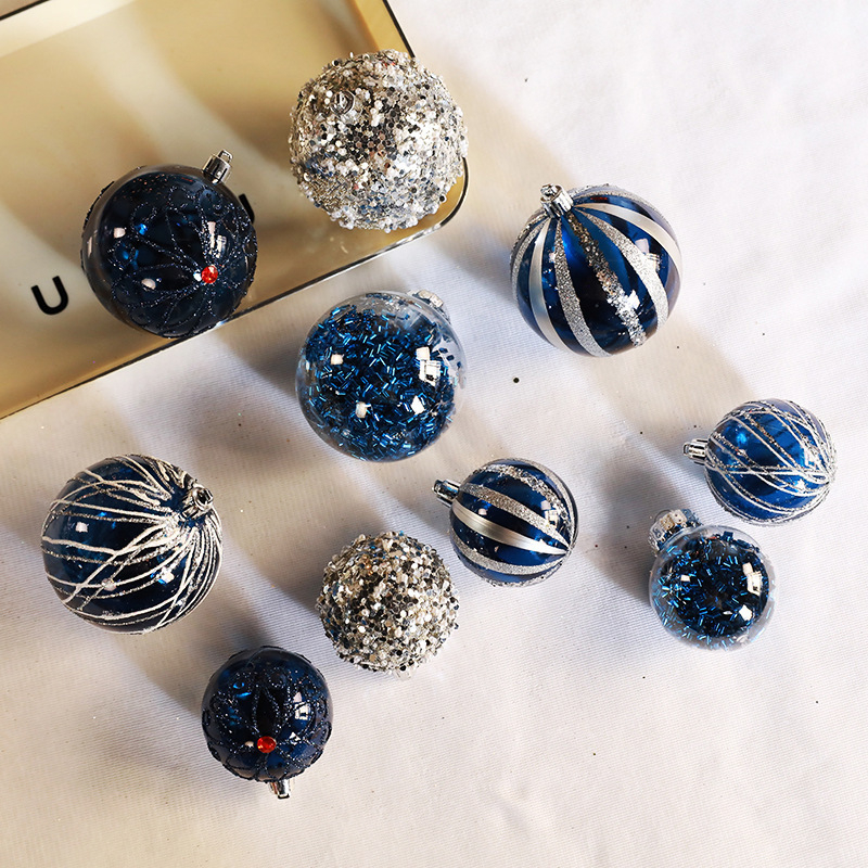 [Išskirtinė kruopščiai atrinkta] Šventinės dekoracijos Kalėdiniai kamuoliukai Kalėdų eglutės pakabukai Dovanų dėžutė Žolės šilko skaidrūs dažyti kamuoliukai