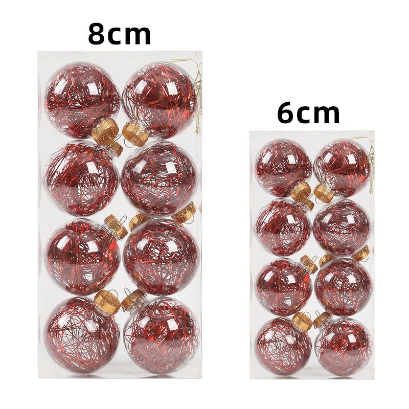 [Išskirtinė kruopščiai atrinkta] Šventinės dekoracijos Kalėdiniai kamuoliukai Kalėdų eglutės pakabukai Dovanų dėžutė Žolės šilko skaidrūs dažyti kamuoliukai