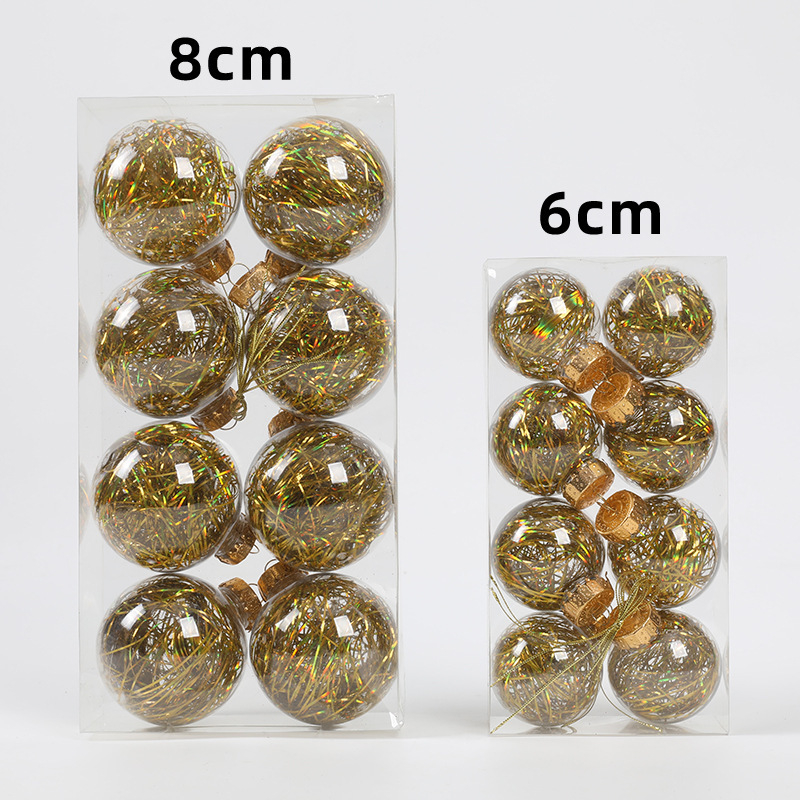 [Išskirtinė kruopščiai atrinkta] Šventinės dekoracijos Kalėdiniai kamuoliukai Kalėdų eglutės pakabukai Dovanų dėžutė Žolės šilko skaidrūs dažyti kamuoliukai