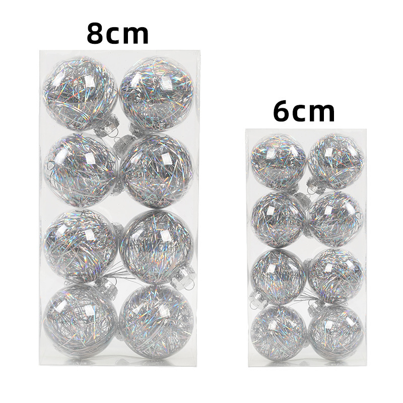 [Išskirtinė kruopščiai atrinkta] Šventinės dekoracijos Kalėdiniai kamuoliukai Kalėdų eglutės pakabukai Dovanų dėžutė Žolės šilko skaidrūs dažyti kamuoliukai