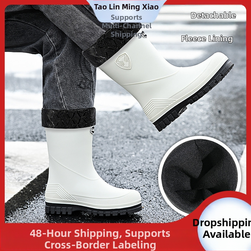 2025. aasta talvised meeste polsterdatud kummist saapad kulleritele, libisemiskindlad veekindlad kummist kingad, poolsääreni ulatuvad tööjalatsid