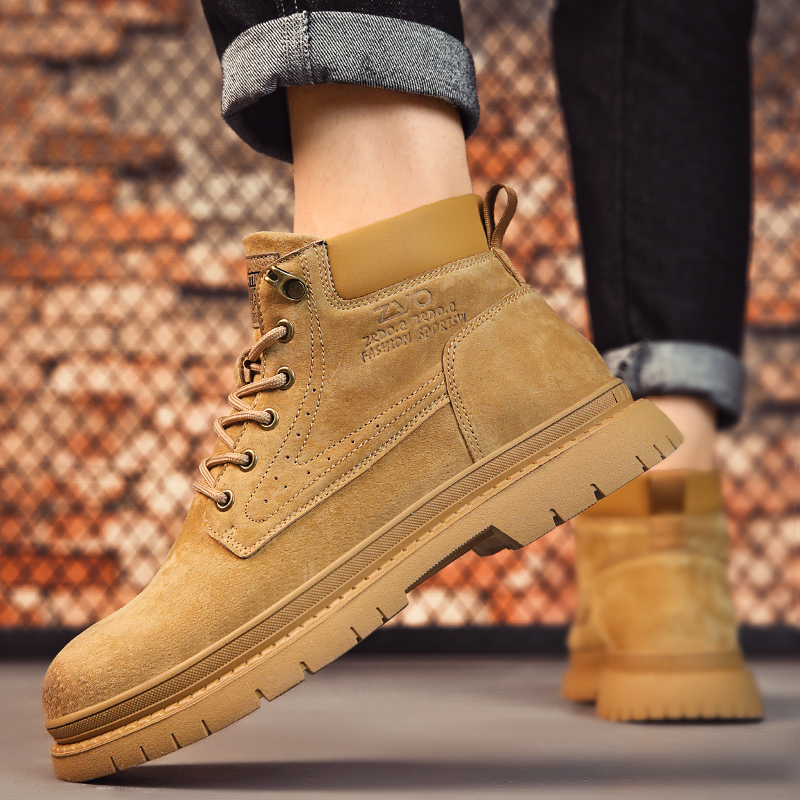 Martin Boots meeste kevad- ja sügiskingad, paksu tallaga, Tooling meeste pehme tallaga, avamisvarrukaga rabarberivärvi saapad, fliisvoodriga talvised puuvillased kingad.