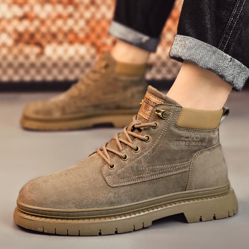 Martin Boots meeste kevad- ja sügiskingad, paksu tallaga, Tooling meeste pehme tallaga, avamisvarrukaga rabarberivärvi saapad, fliisvoodriga talvised puuvillased kingad.