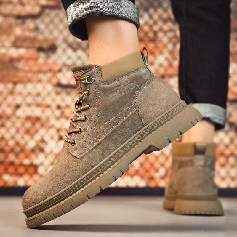 Martin Boots meeste kevad- ja sügiskingad, paksu tallaga, Tooling meeste pehme tallaga, avamisvarrukaga rabarberivärvi saapad, fliisvoodriga talvised puuvillased kingad.