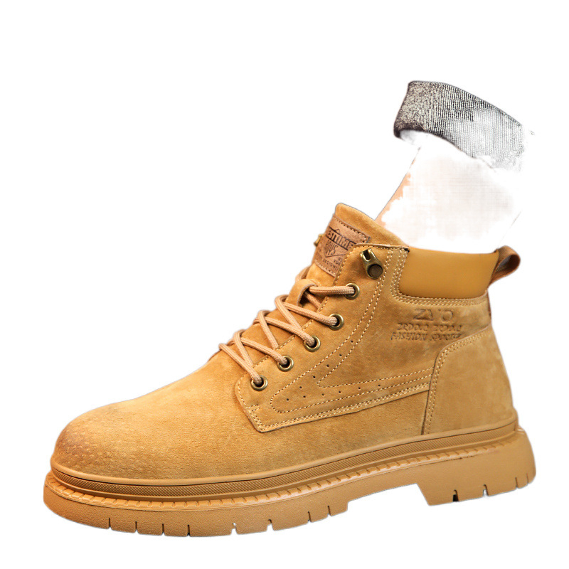 Martin Boots meeste kevad- ja sügiskingad, paksu tallaga, Tooling meeste pehme tallaga, avamisvarrukaga rabarberivärvi saapad, fliisvoodriga talvised puuvillased kingad.