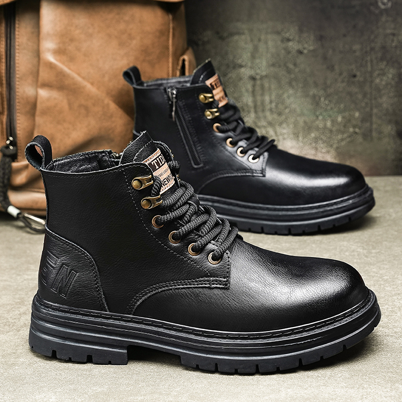 Martin Boots vīriešu pavasara un rudens vidēja augstuma apavi ar biezu zoli Tooling vīriešu mīkstas zoles atsperes rabarberu krāsas zābaki ziemas kokvilnas apavi ar flīsa oderi