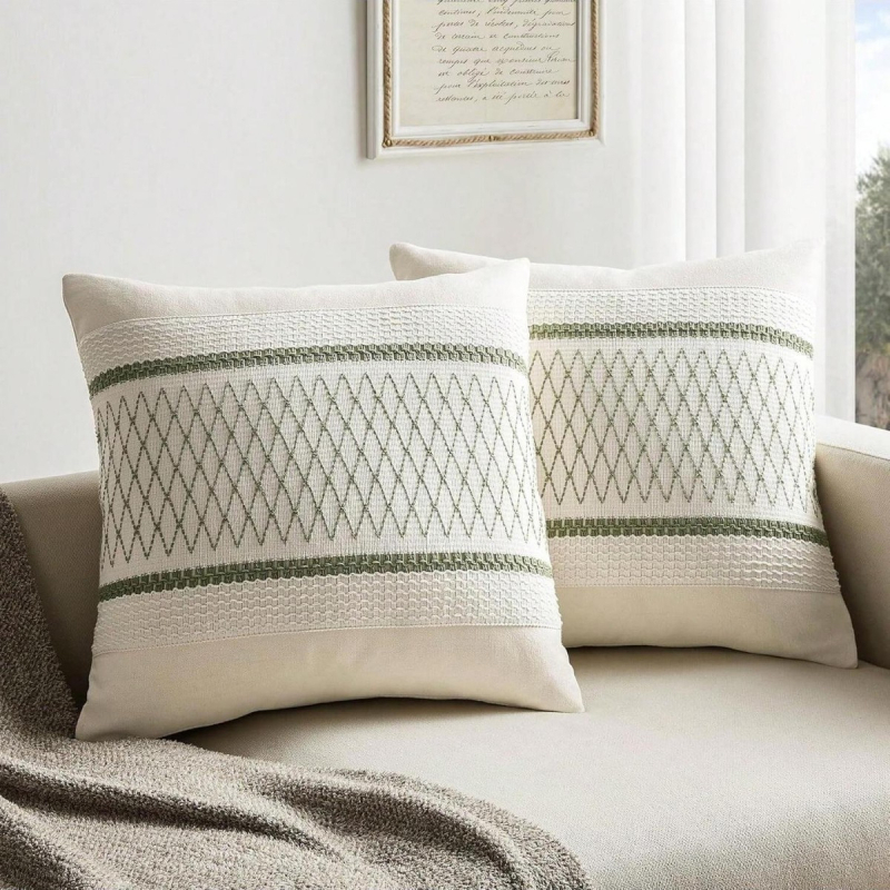 Boheemlaslik padi, piiriülene Ameerika padjapüür, roheline pehme talumaja stiilis dekoratiivne diivanipadjapüür, diivanipadi