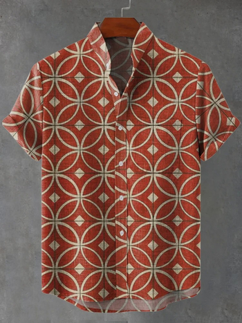 Νέο ανδρικό casual κοντό πουκάμισο με 6 κουμπιά, AliExpress Independent Station του 2024, με τρισδιάστατη ψηφιακή εκτύπωση