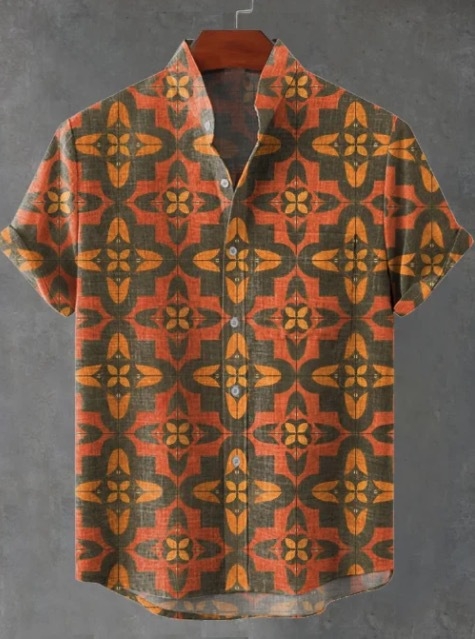 2024. aasta uus AliExpressi sõltumatu jaama 3D-digitaalprintimisega meeste vabaaja 6-nööbiga lühike särk