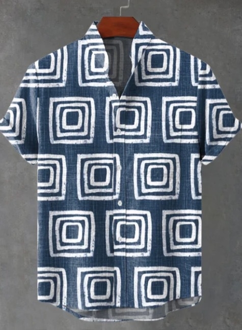 2024. aasta uus AliExpressi sõltumatu jaama 3D-digitaalprintimisega meeste vabaaja 6-nööbiga lühike särk