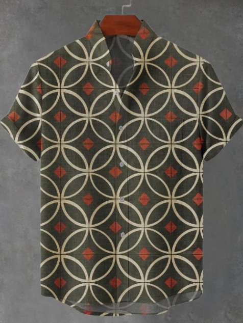 2024. aasta uus AliExpressi sõltumatu jaama 3D-digitaalprintimisega meeste vabaaja 6-nööbiga lühike särk