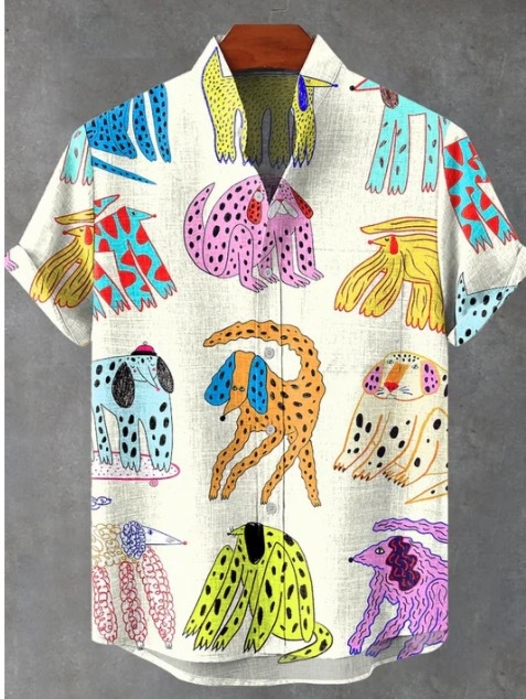 2024. aasta uus AliExpressi sõltumatu jaama 3D-digitaalprintimisega meeste vabaaja 6-nööbiga lühike särk