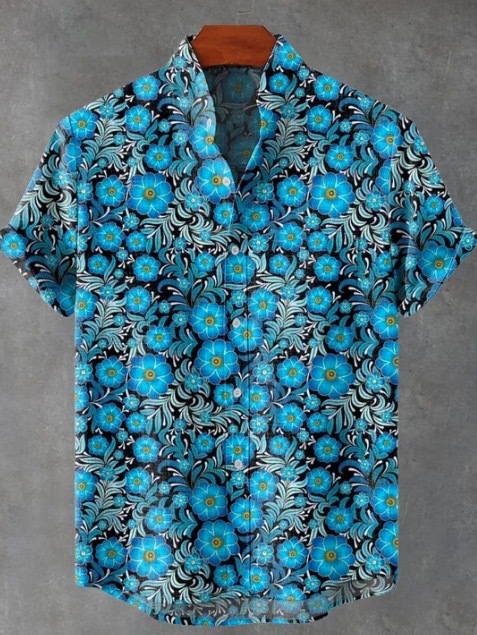 2024. aasta uus AliExpressi sõltumatu jaama 3D-digitaalprintimisega meeste vabaaja 6-nööbiga lühike särk