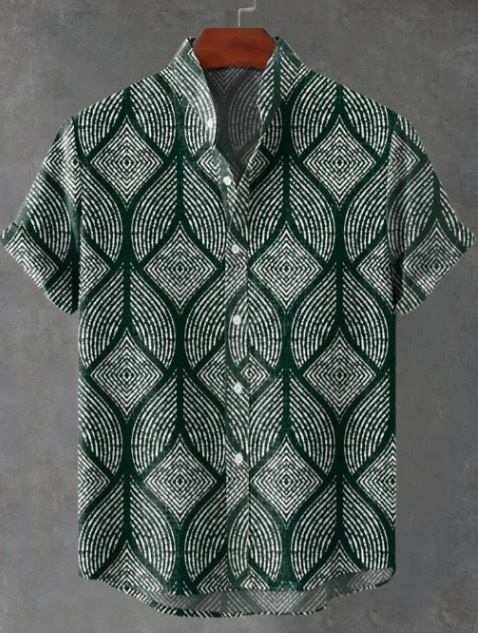 2024. aasta uus AliExpressi sõltumatu jaama 3D-digitaalprintimisega meeste vabaaja 6-nööbiga lühike särk