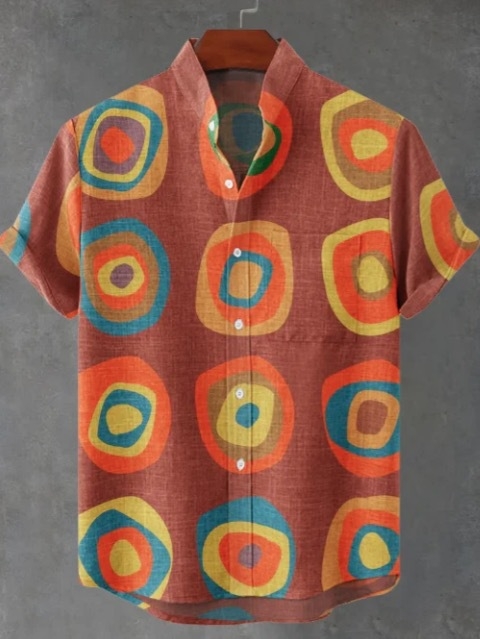 2024. aasta uus AliExpressi sõltumatu jaama 3D-digitaalprintimisega meeste vabaaja 6-nööbiga lühike särk