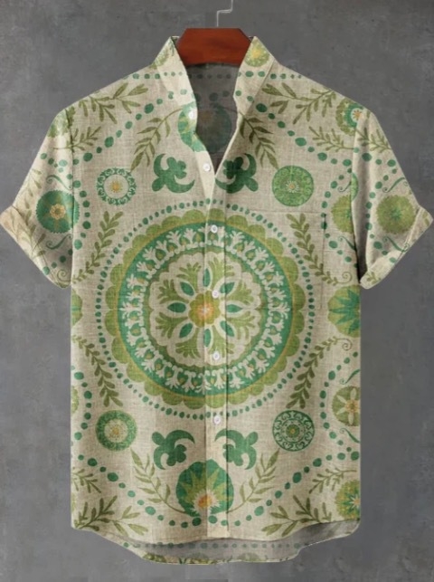 2024. aasta uus AliExpressi sõltumatu jaama 3D-digitaalprintimisega meeste vabaaja 6-nööbiga lühike särk