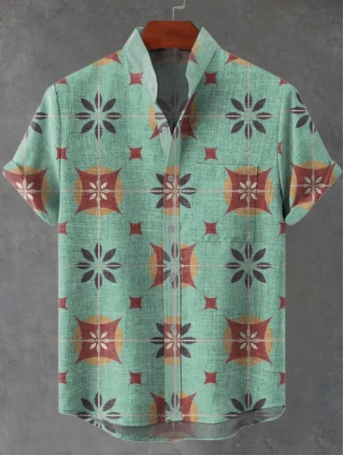 2024. aasta uus AliExpressi sõltumatu jaama 3D-digitaalprintimisega meeste vabaaja 6-nööbiga lühike särk