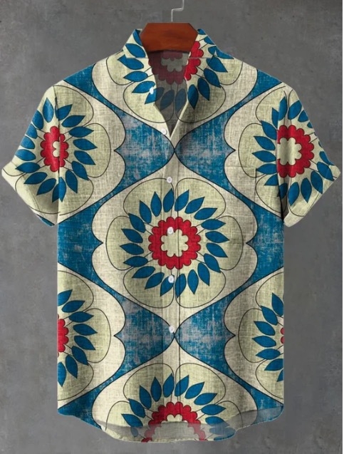 2024. aasta uus AliExpressi sõltumatu jaama 3D-digitaalprintimisega meeste vabaaja 6-nööbiga lühike särk