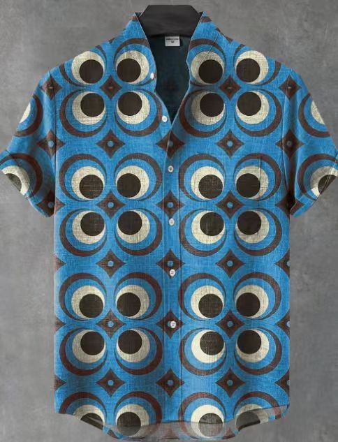 2024. aasta uus AliExpressi sõltumatu jaama 3D-digitaalprintimisega meeste vabaaja 6-nööbiga lühike särk