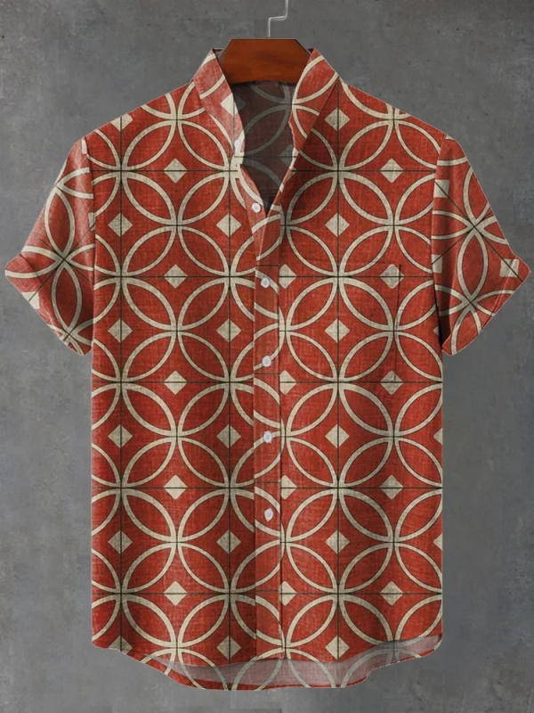 2024. aasta uus AliExpressi sõltumatu jaama 3D-digitaalprintimisega meeste vabaaja 6-nööbiga lühike särk